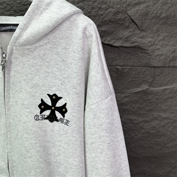 ジップ CHROME HEARTS クロムハーツ コピー パーカー ブラック 控えめ トレンド 売れ筋