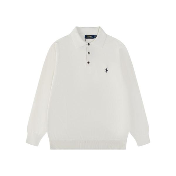 定番人気 ホワイト ニットポロ 長袖 ワンポイント刺繍 きれいめ Polo Ralph Lauren ポロ ラルフローレン コピー