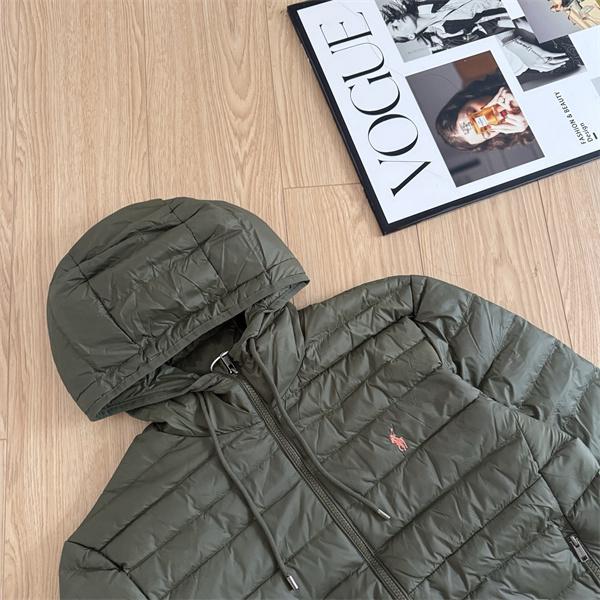 秋冬人気 カーキ フード付き Polo Ralph Lauren ポロ ラルフローレン コピー ダウンジャケット 防寒 軽量