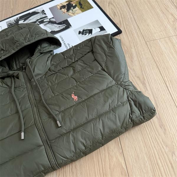 秋冬人気 カーキ フード付き Polo Ralph Lauren ポロ ラルフローレン コピー ダウンジャケット 防寒 軽量
