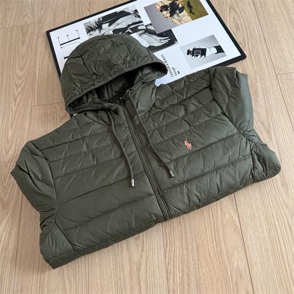 秋冬人気 カーキ フード付き Polo Ralph Lauren ポロ ラルフローレン コピー ダウンジャケット 防寒 軽量