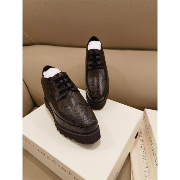 ステラマッカートニーStellaMcCartney激安蛇柄レザー厚底レースアップシューズ八センチヒール大人カジュアル単鞋