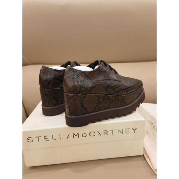 ステラマッカートニーStellaMcCartney激安蛇柄レザー厚底レースアップシューズ八センチヒール大人カジュアル単鞋