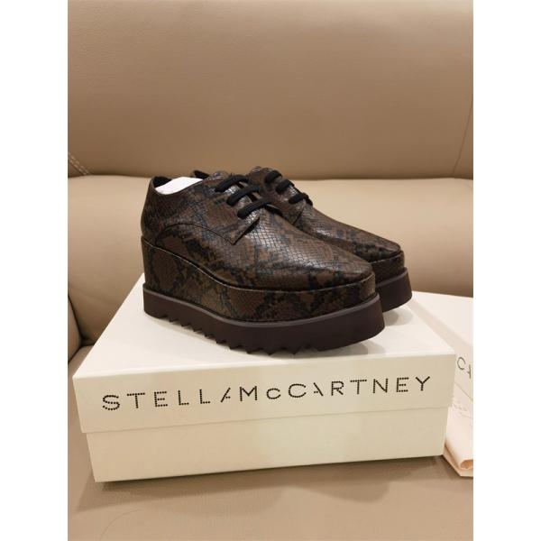 ステラマッカートニーStellaMcCartney激安蛇柄レザー厚底レースアップシューズ八センチヒール大人カジュアル単鞋
