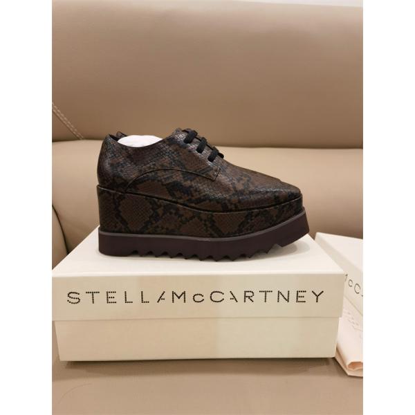 ステラマッカートニーStellaMcCartney激安蛇柄レザー厚底レースアップシューズ八センチヒール大人カジュアル単鞋