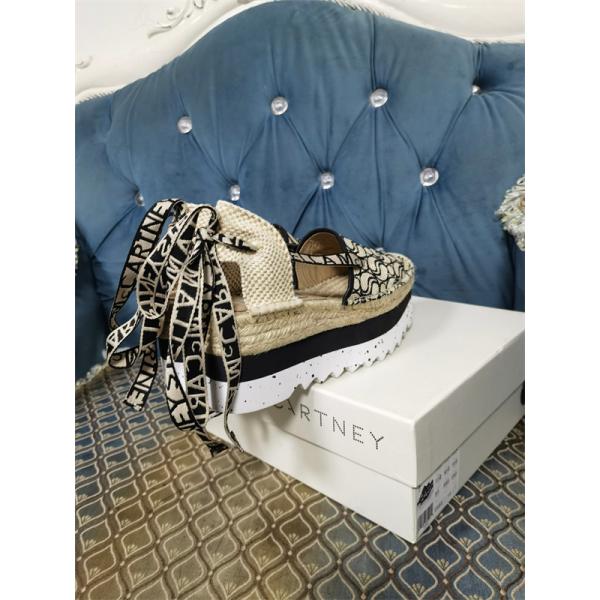 ステラマッカートニーStellaMcCartney激安麻縄ソール厚底カジュアルシューズデニム素材八センチヒール欧州人気モデル