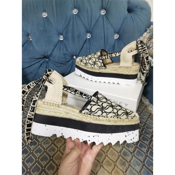 ステラマッカートニーStellaMcCartney激安麻縄ソール厚底カジュアルシューズデニム素材八センチヒール欧州人気モデル