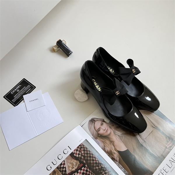 シャネルCHANEL激安26SS早春リボンデザインスクエアトゥパンプスミドルヒール