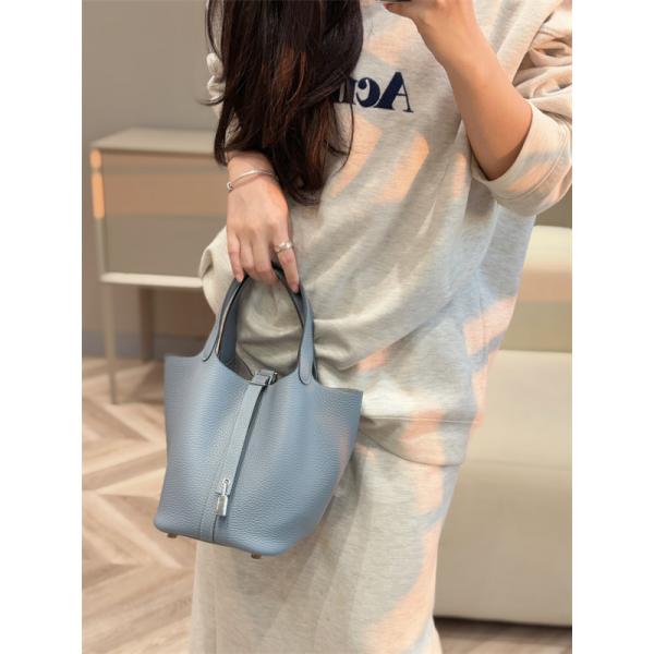 定番☆Hermès picotin 18エルメス ハンドバッグスーパーコピーＮ級品人気blue lin お洒落コーディネート