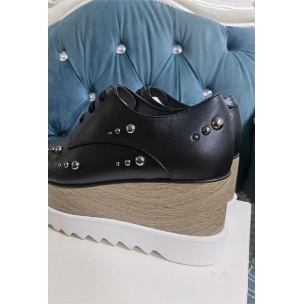 STELLA McCARTNEY ステラマッカートニー コピー 2026新作 厚底レースアップ ブラック モダン クール