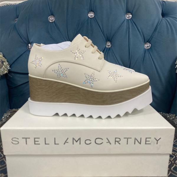 スター装飾 厚底シューズ ホワイト 光沢 新しい スタイル STELLA McCARTNEY ステラマッカートニー コピー