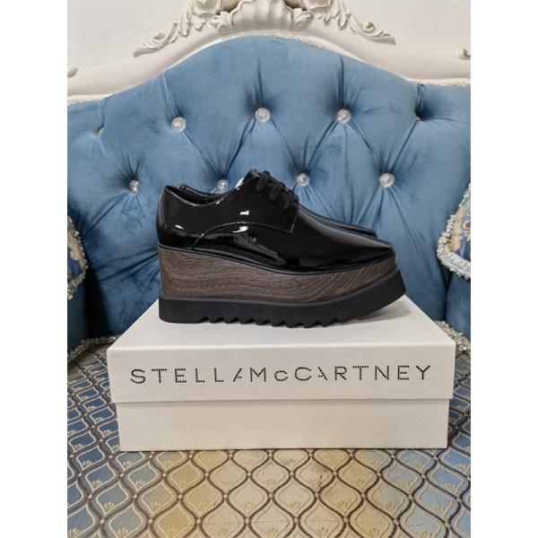STELLA McCARTNEY ステラマッカートニー コピー 2026新作 厚底シューズ ブラック 光沢 シック エレガント