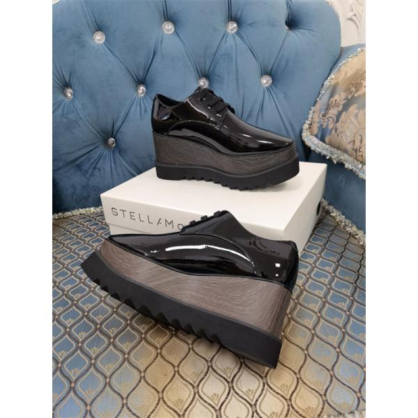 STELLA McCARTNEY ステラマッカートニー コピー 2026新作 厚底シューズ ブラック 光沢 シック エレガント