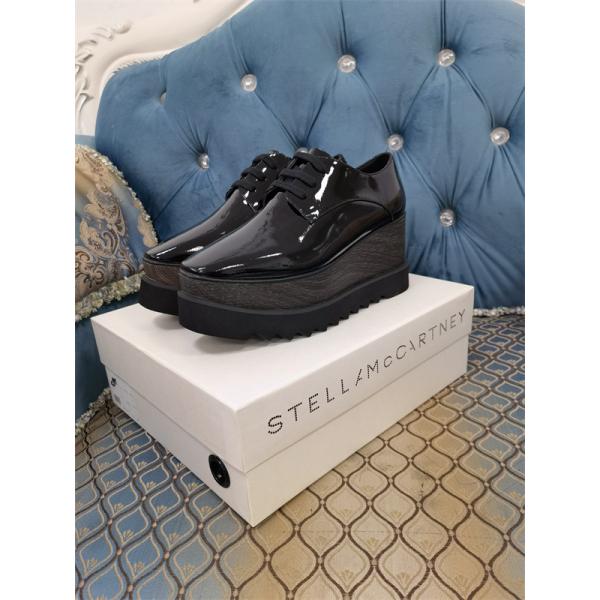 STELLA McCARTNEY ステラマッカートニー コピー 2026新作 厚底シューズ ブラック 光沢 シック エレガント