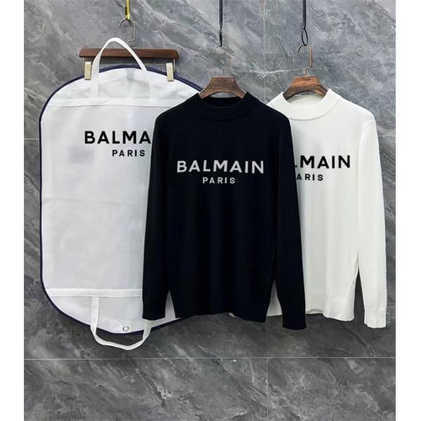 フロントロゴ 主張 ミニマル BALMAIN バルマン コピー ニットトップ 高級感 即映え