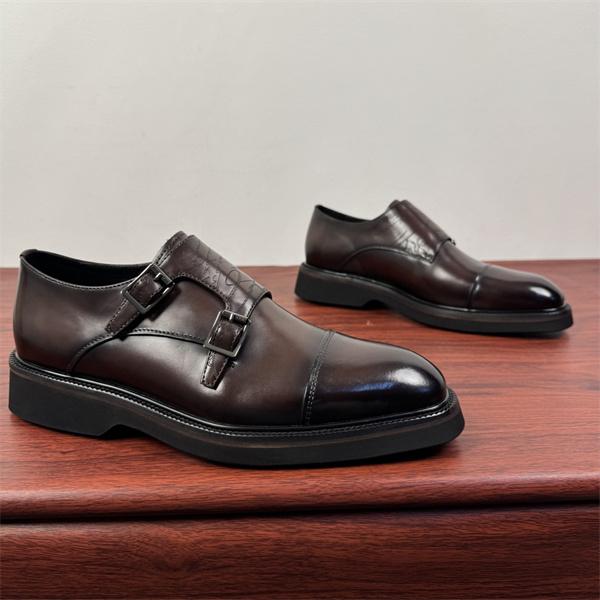 ダブルバックル 端正 レザーシューズ 大人顔 仕上げ Ber...