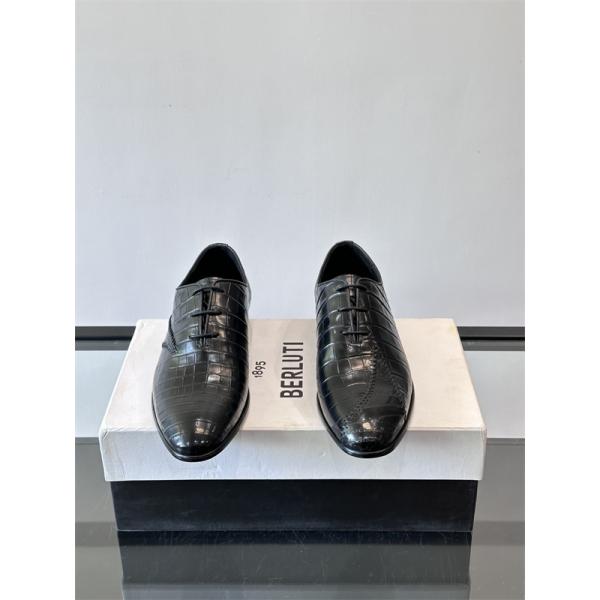 重厚 洗練 2026新作 注目 クロコ型押し レースアップ革靴 Berluti ベルルッティ コピー