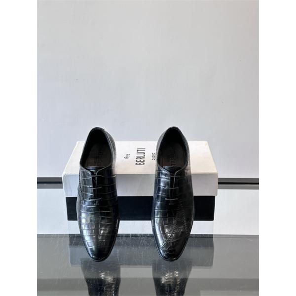 重厚 洗練 2026新作 注目 クロコ型押し レースアップ革靴 Berluti ベルルッティ コピー