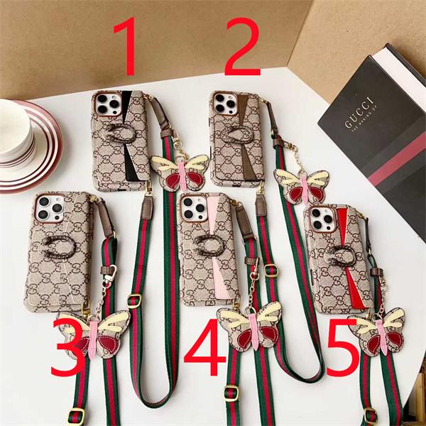 グッチGucci激安酒神横型カードポケット付きソフトケースストラップ対応iPhone用