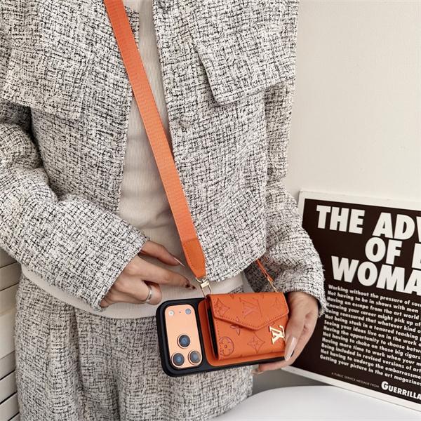 IPHONE17ルイヴィトン激安型押しカード収納ショルダー付きケース