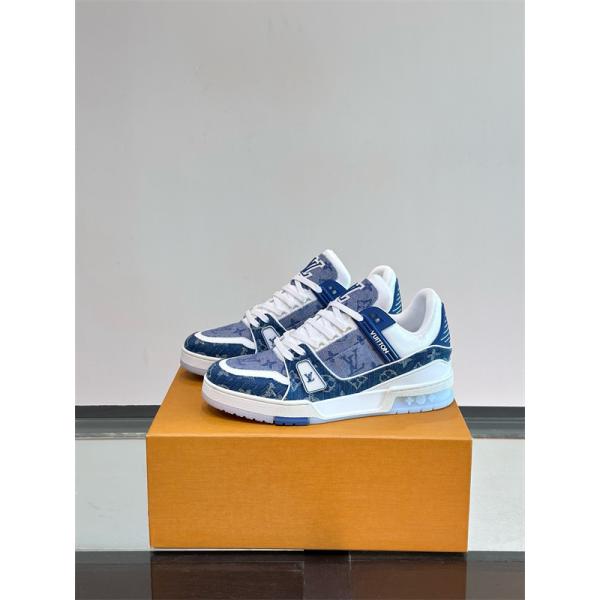Lv Trainer❤2026トレンドルイヴィトンスニーカーコピー人気ランキングブルー色カジュアルシューズ