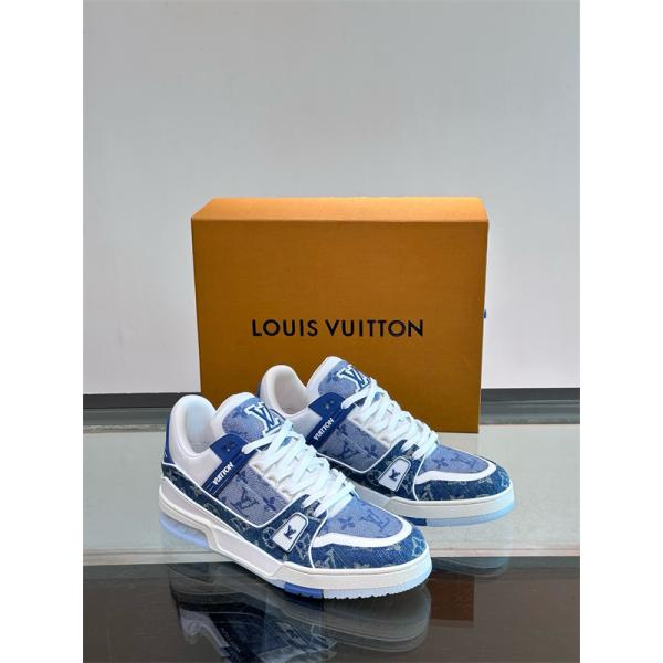 Lv Trainer❤2026トレンドルイヴィトンスニーカーコピー人気ランキングブルー色カジュアルシューズ