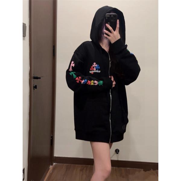  マルチカラー刺繍 パーカー 個性演出 トレンド注目 クロムハーツ Chrome Hearts コピー