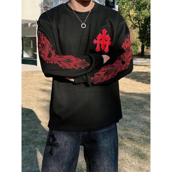クロムハーツ Chrome Hearts コピー レッドアクセント刺繍 スウェット 重厚感 男性映え