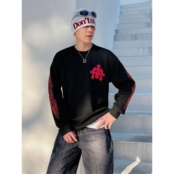 クロムハーツ Chrome Hearts コピー レッドアクセント刺繍 スウェット 重厚感 男性映え