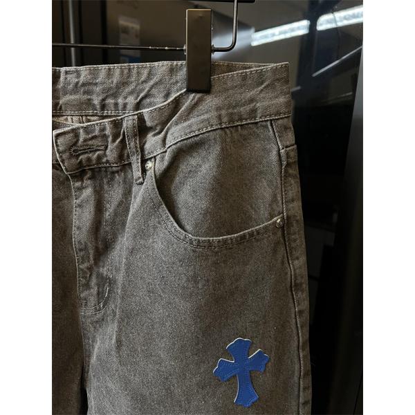 クロムハーツ Chrome Hearts コピー 話題 マルチクロス刺繍 ストレート 注目新作 デニムパンツ
