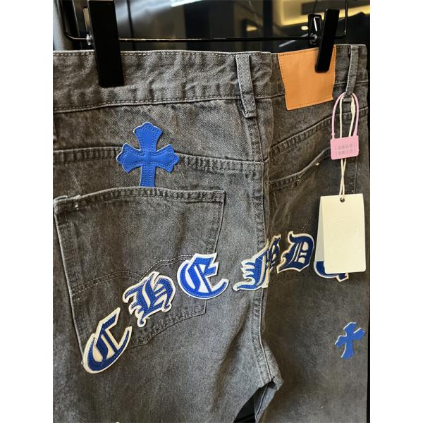 クロムハーツ Chrome Hearts コピー 話題 マルチクロス刺繍 ストレート 注目新作 デニムパンツ