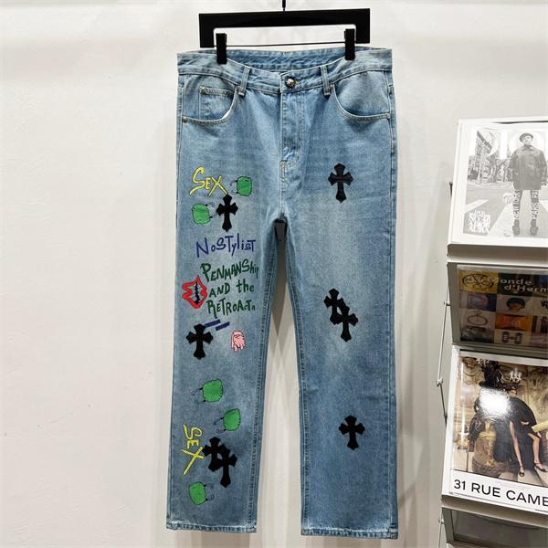 個性派 グラフィック配置 遊び心演出 デニムパンツ クロムハーツ Chrome Hearts コピー