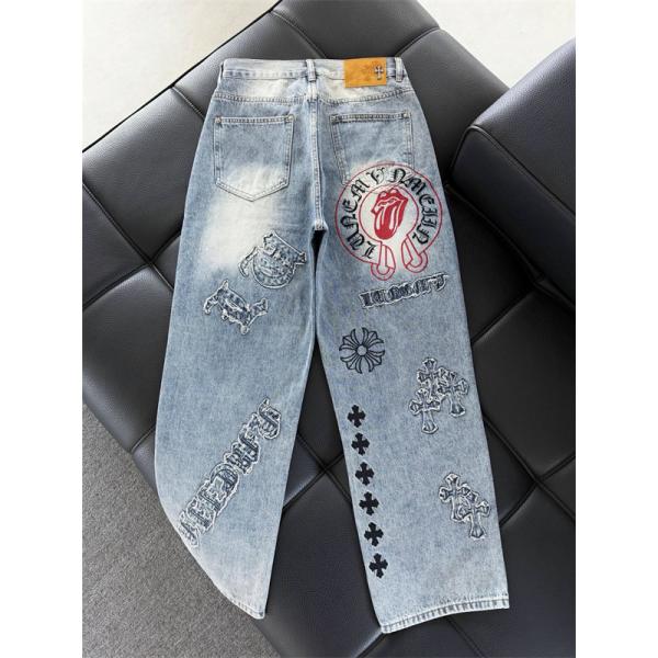 定番人気 クロス刺繍 バランス良好 クロムハーツ Chrome Hearts コピー デニムパンツ