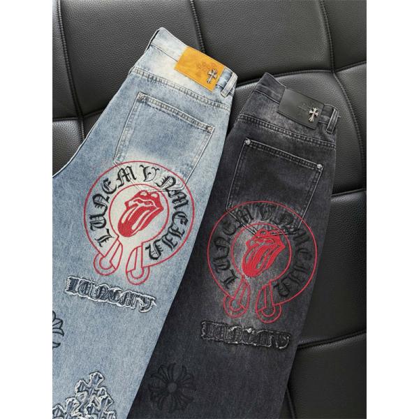 定番人気 クロス刺繍 バランス良好 クロムハーツ Chrome Hearts コピー デニムパンツ