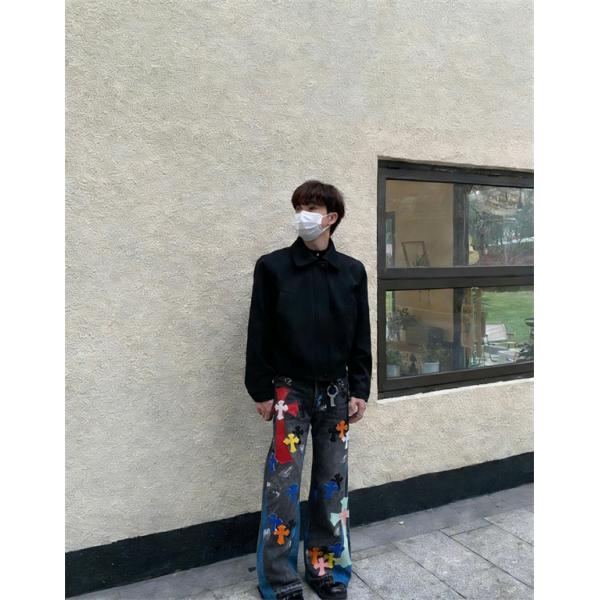 個性派 カラーミックス ストリート映え デニムパンツ クロムハーツ Chrome Hearts コピー