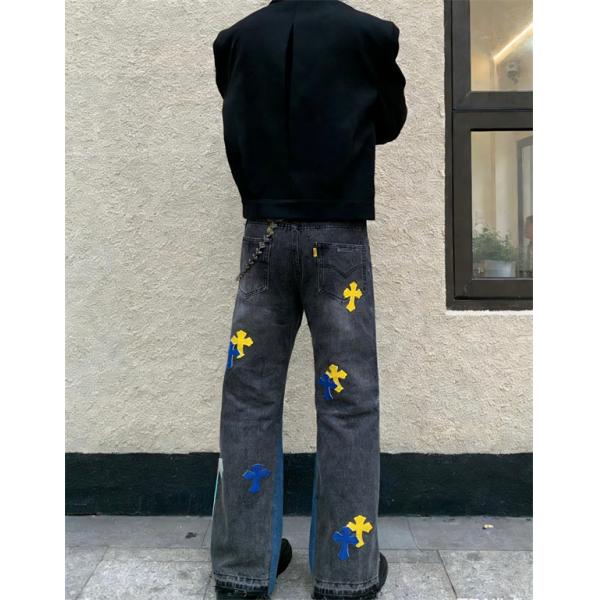 個性派 カラーミックス ストリート映え デニムパンツ クロムハーツ Chrome Hearts コピー