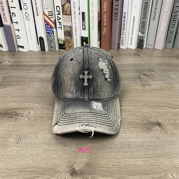 クロムハーツ Chrome Hearts コピー 注目 ダメージ加工 クロスモチーフ キャップ