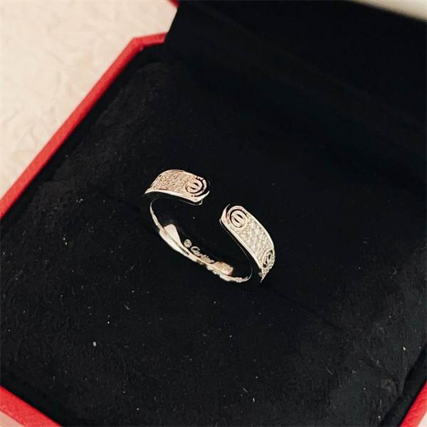 上品輝き ストーン装飾 オープンリング 洗練アクセント Cartier カルティエ コピー