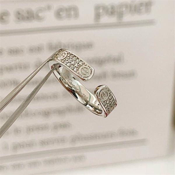 上品輝き ストーン装飾 オープンリング 洗練アクセント Cartier カルティエ コピー