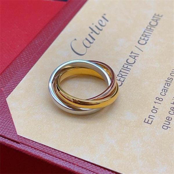 トリニティカラー 重なりデザイン リング クラシック Cartier カルティエ コピー