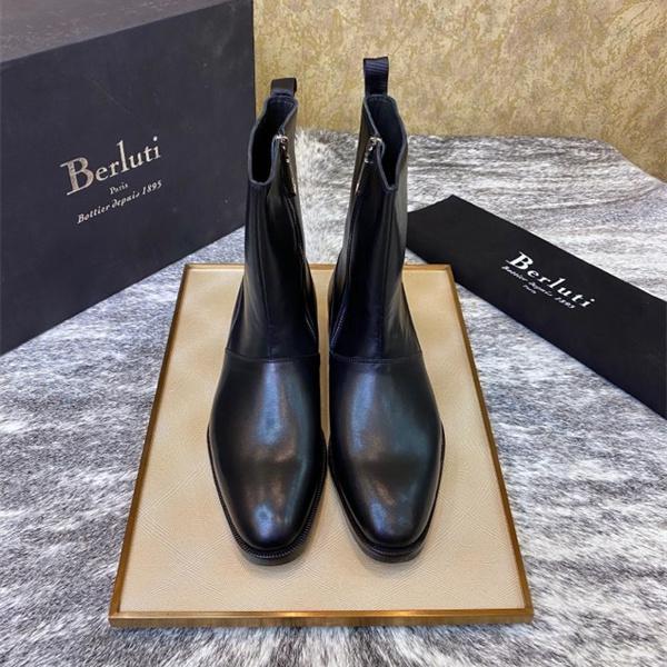 洗練印象 サイドジップ ブーツ 都会的 シャープ Berluti ベルルッティ コピー