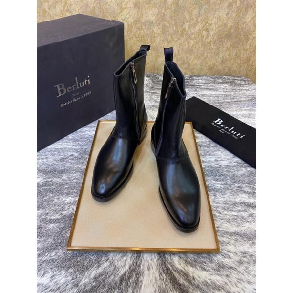 洗練印象 サイドジップ ブーツ 都会的 シャープ Berluti ベルルッティ コピー