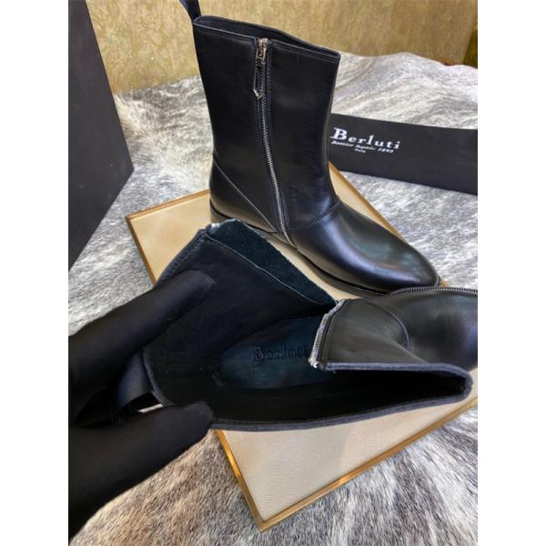 洗練印象 サイドジップ ブーツ 都会的 シャープ Berluti ベルルッティ コピー