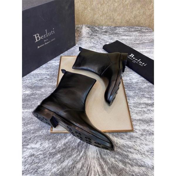 洗練印象 サイドジップ ブーツ 都会的 シャープ Berluti ベルルッティ コピー
