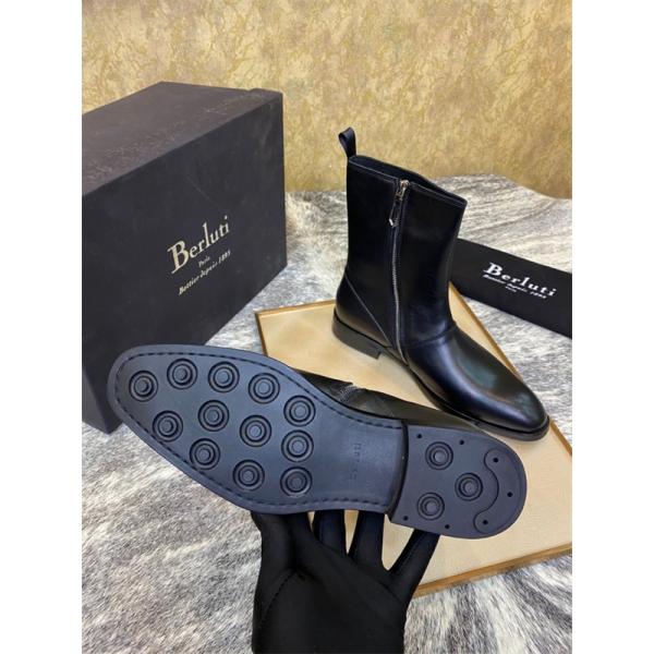 洗練印象 サイドジップ ブーツ 都会的 シャープ Berluti ベルルッティ コピー