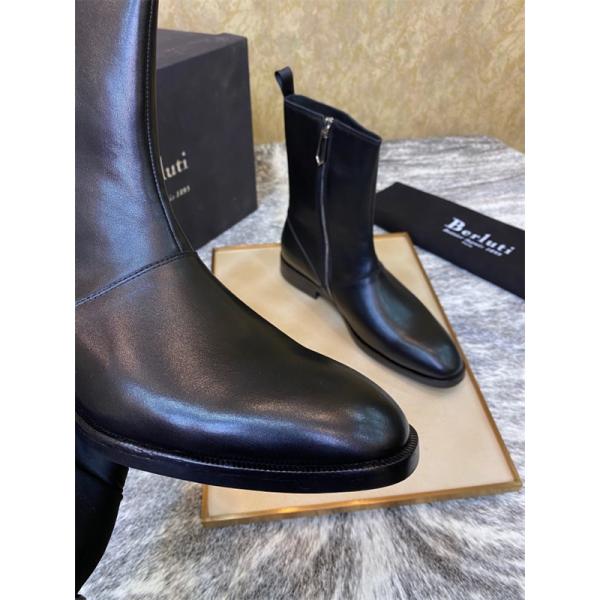 洗練印象 サイドジップ ブーツ 都会的 シャープ Berluti ベルルッティ コピー