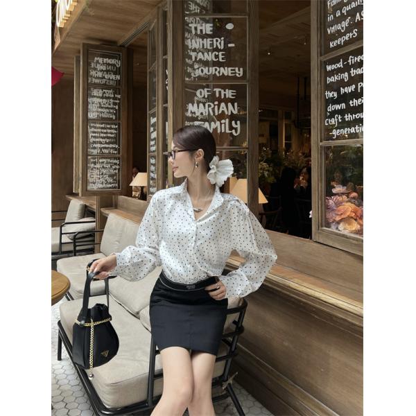MiuMiu/26★★ミュウミュウポルカドットシャツコピースタイリッシュ個性的お洒落快適