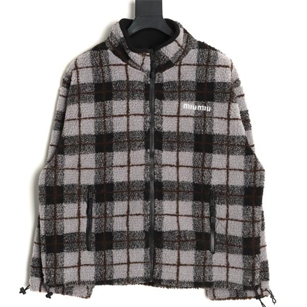 チェック柄 MIUMIU ミュウミュウ コピー ジャケット 防寒 カジュアル トレンド
