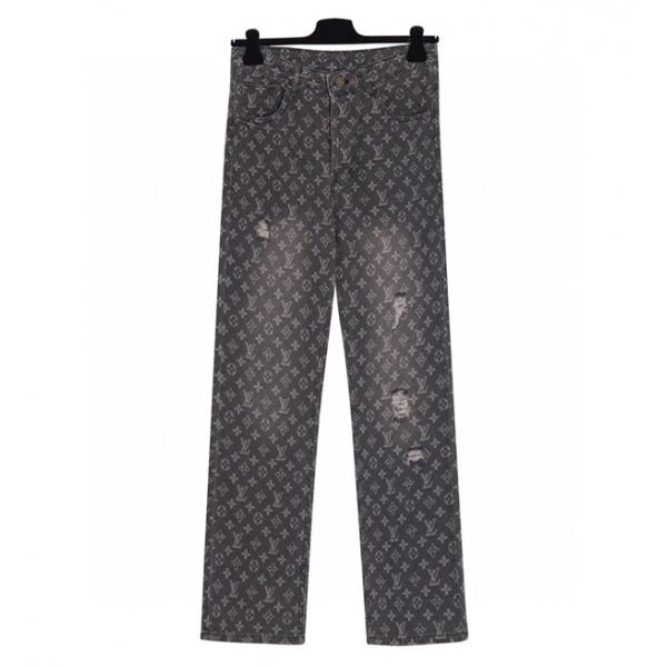 入手困難 上質 モノグラム プリント LOUIS VUITTON ルイヴィトン コピー デニムパンツ