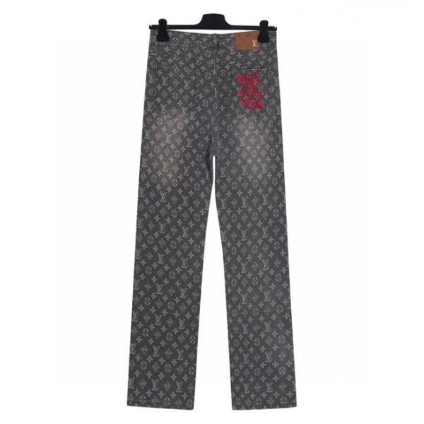 入手困難 上質 モノグラム プリント LOUIS VUITTON ルイヴィトン コピー デニムパンツ